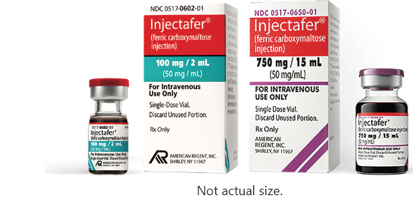 Injectafer® (ferric carboxymaltose injection) 750 mg iron/15 mL single-dose vial and 100 mg iron/2 mL single-dose vial