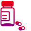 Pill bottle with pills icon