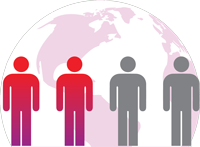 2 out of 4 people worldwide icon