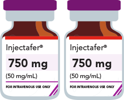 Two Injectafer 750 mg IV Vials
